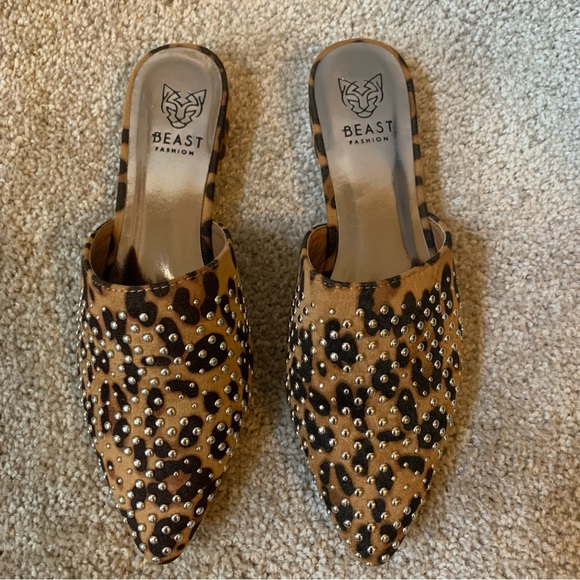 Beast Leopard Studded Slides - Picture 2 of 4